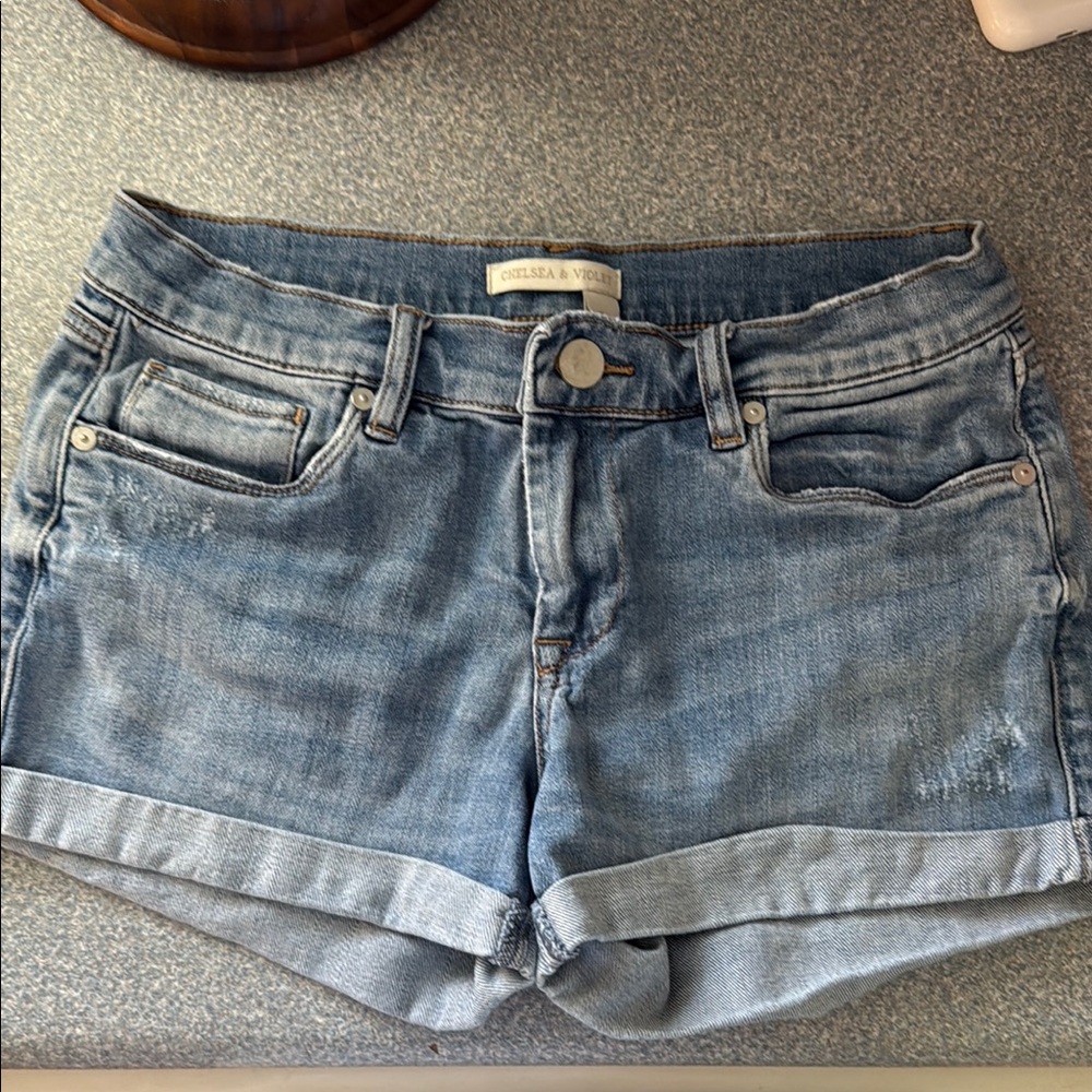 Chelsea & Violet Blue Jean Shorts with Rolled Hems